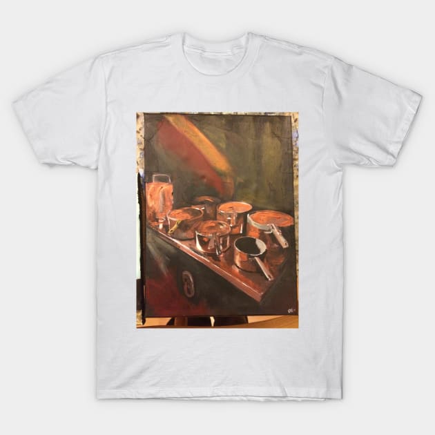 Copper Pots on a Kitchen Range T-Shirt by golan22may